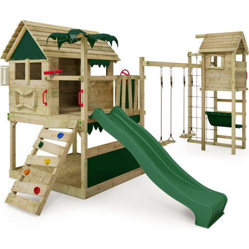 Fatmoose Spielturm Klettergerüst TikaTaka mit Turmanbau – grün