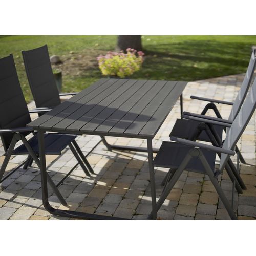 Gartentisch in Holzoptik 150x90x74cm Anthrazit