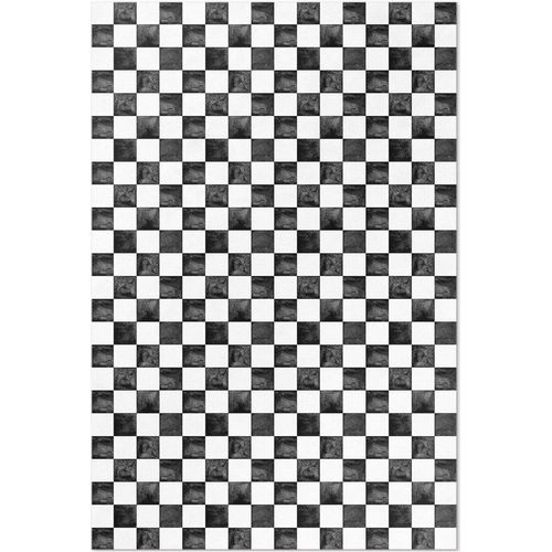 Monochromes Steinschachbrett – Vinylteppich – 120x180 cm – Indoor Teppich – Flur – Pflegeleicht – Modern