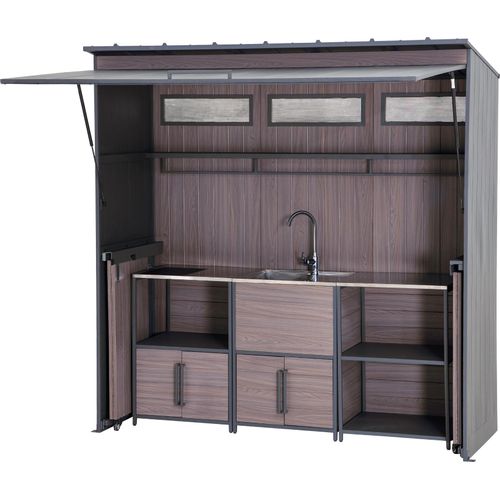 Sunjoy Set aus Gartenhaus mit Outdoorküche MAMBO - 94cm x 220cm, anthrazit