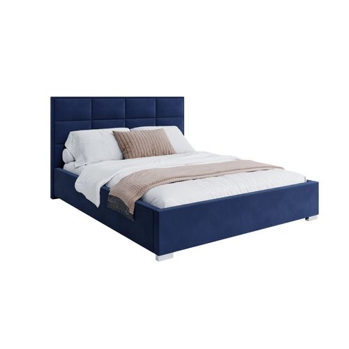 Bett APOLLO 160x200 cm Polsterbett mit Lattenrost aus Metall Bettkasten Samt Paris deep blue