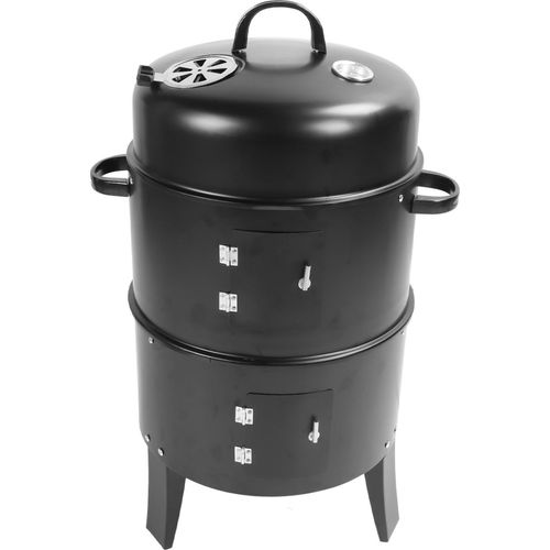 Vertikaler Holzkohle-Räucherofen 3 in 1 3-Schicht Grill Barbecue Smoker BBQ Grill mit Thermometer zum Kochen