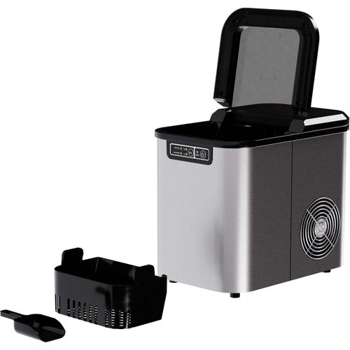 Premium Eiswürfelmaschine Ice Maker Eiswürfelbereiter Edelstahl silber 12KG/24H
