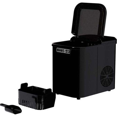 Premium Eiswürfelmaschine Ice Maker Eiswürfelbereiter Edelstahl schwarz 12KG/24H