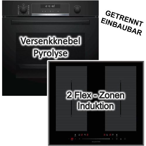 Herdset Bosch Backofen Pyrolyse + Wolkenstein Induktionskochfeld Flexzonen autark 60 cm