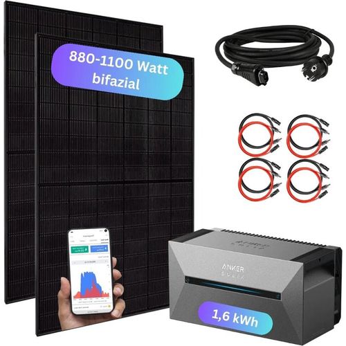 Erweiterungs-Set für Balkonkraftwerke - 880 Watt mit 1,6 kWh AC Speicher (Anker)