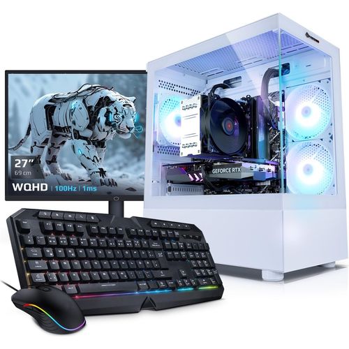 kiebel.de PC Set Gaming mit 27 Zoll TFT Invader XS VIII AMD Ryzen 7 8700F, 32GB DDR5, NVIDIA RTX 5070 12 GB, 1TB SSD, Windows 11, Komplettsystem Gaming