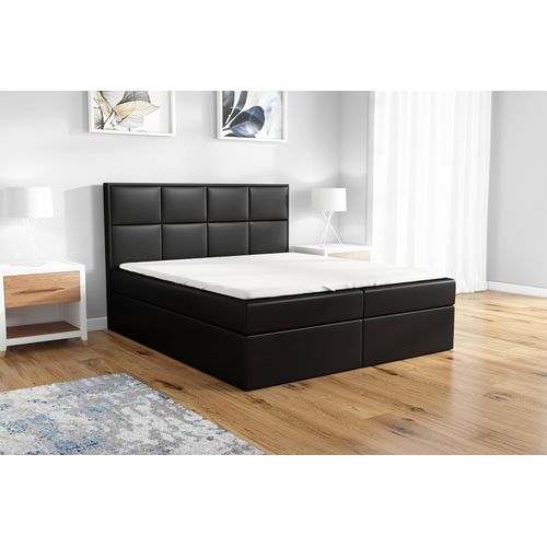 Boxspringbett DAN 160 x 200 mit 2 Bettkästen, Bonell-Matratze und Topper. Farbe: Schwarz