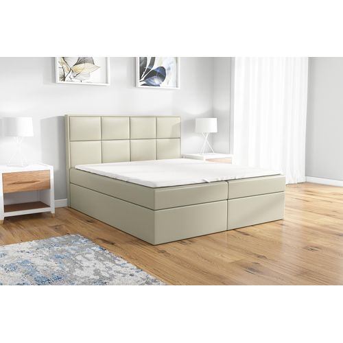 Boxspringbett DAN 160 x 200 mit 2 Bettkästen, Bonell-Matratze und Topper. Farbe: Beige