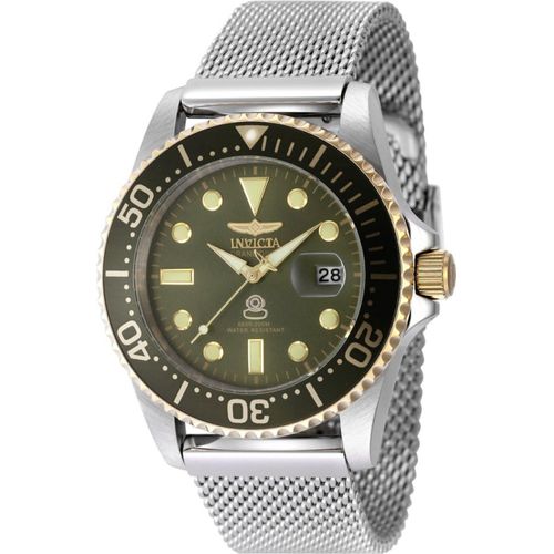 Invicta Pro Diver 48217 Herren uhr - Wasserdicht - Analog - Quarzuhrwerk - Edelstahl mit grünen zifferblat - 42mm - Mit Extra uhrenarmband