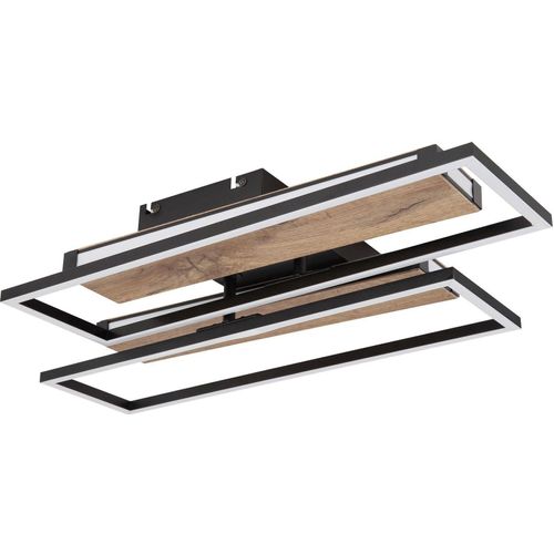 Deckenleuchte Wohnzimmer LED Deckenlampe Flur Holz Optik Modern Schwarz
