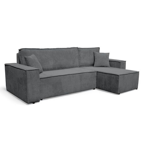 Wohnlandschaft Ecksofa Anthrazit COMO Cord mit Bett Sofa Schlafsofa Ottomane rechts links universell