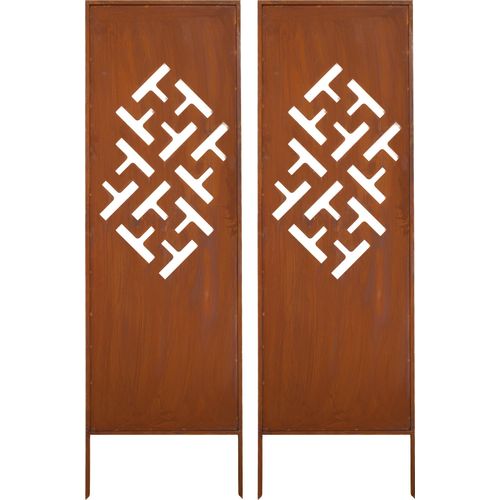 Sichtschutz Metall 2x - 160 cm x 50 cm - Edelrost - Rostoptik Sichtschutz für Garten - Sichtschutzelement - Sichtschutzwand - Gartendekoration Zaun