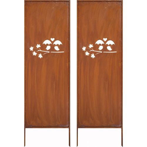 Sichtschutz Metall 2x - 160 cm x 50 cm - Edelrost - Rostoptik Sichtschutz für Garten - Sichtschutzelement - Sichtschutzwand - Gartendekoration Zaun