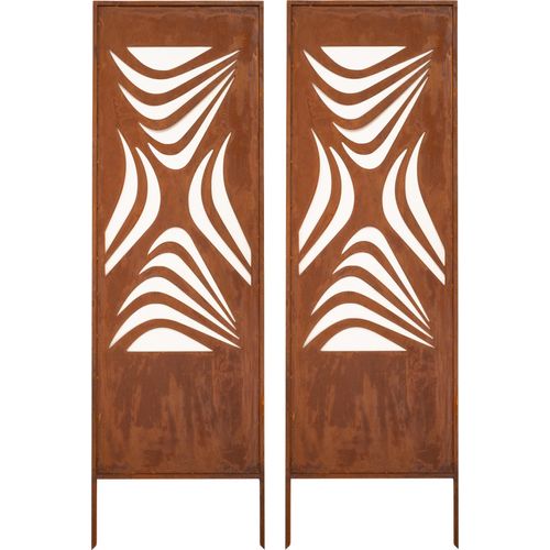 Sichtschutz Metall 2x - 160 cm x 50 cm - Edelrost - Rostoptik Sichtschutz für Garten - Sichtschutzelement - Sichtschutzwand - Gartendekoration Zaun