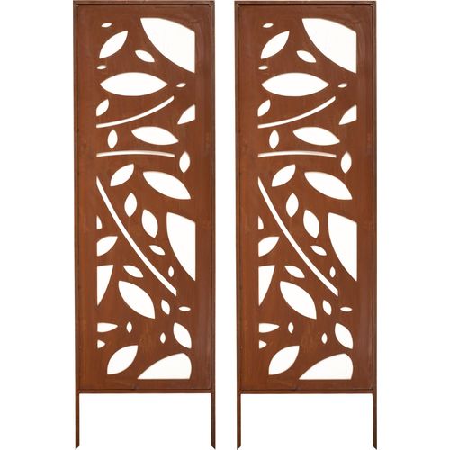 Sichtschutz Metall 2x - 160 cm x 50 cm - Edelrost - Rostoptik Sichtschutz für Garten - Sichtschutzelement - Sichtschutzwand - Gartendekoration Zaun