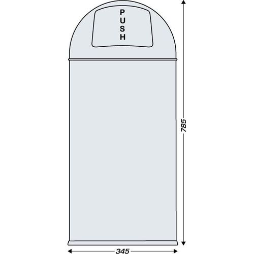Abfallbehälter aus Edelstahl/Stahl mit Frontal-Klappdeckel zum Einwurf, 40 Liter, Farbe:Edelstahl glänzend