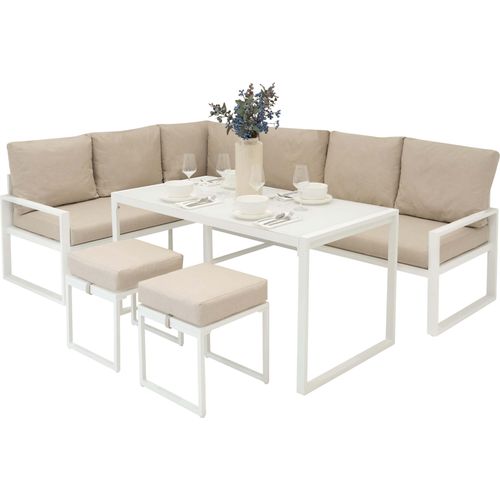 Gartenmöbel Set Weiß Aluminium mit Rattan Aufbewahrungsbox Schwarz 582L – Sofa