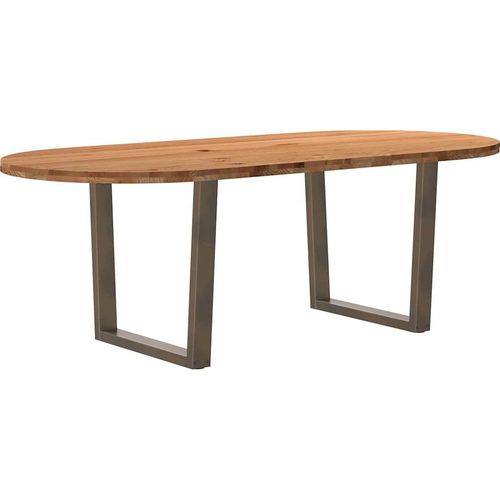 Esstisch Hellbraun 220x100x74 cm Massivholz Eiche Oval - Esszimmertisch 3305547