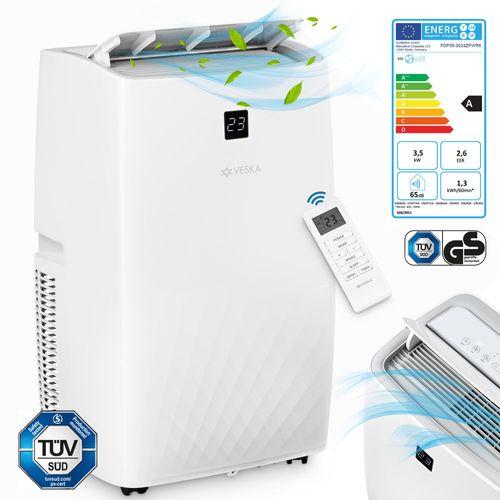 Klimaanlage Mobil 12000 BTU/h (3.500 Watt) - Mobiles Klimagerät 4in1 mit WiFi/App Monoblock Kältemittel - Fernbedienung, 24h-Timer, Luftentfeuchter