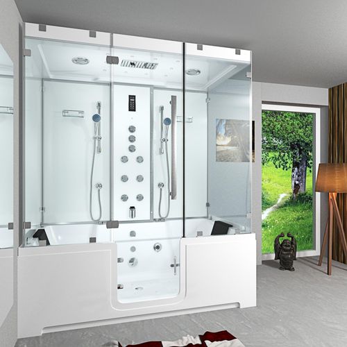 Kombination Badewanne Dusche K88-WS-TH-A-EC-SC-EA Duschtempel 100x180 cm Schlauchreinigung + Scheibenversiegelung