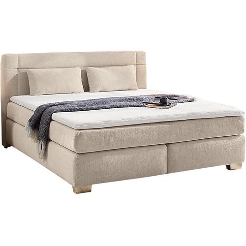 Boxspringbett - 180 x 200 cm - Beige - Chenille - mit Topper