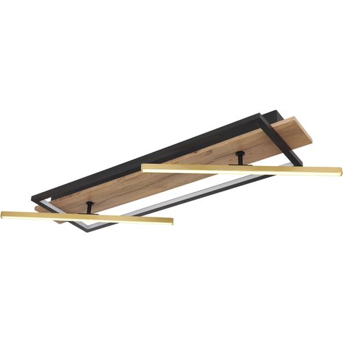 Deckenleuchte Wohnzimmer LED Deckenlampe Flur Holz Optik Modern Schwarz