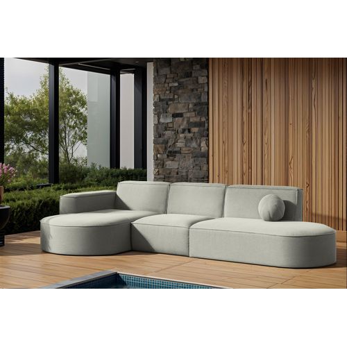 Garten Ecksofa SUNDAY in wetterfester Stoff ART-N Hellgrau Ottomane Links