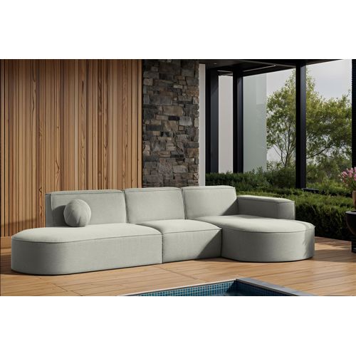 Garten Ecksofa SUNDAY in wetterfester Stoff ART-N Hellgrau Ottomane Rechts