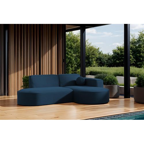 Garten Ecksofa SUNDAY XS in wetterfester Stoff ART-N Dunkelblau Ottomane Rechts