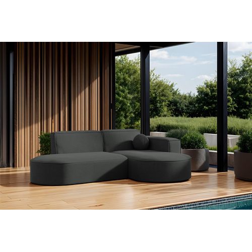 Garten Ecksofa SUNDAY XS in wetterfester Stoff ART-N Anthrazit Ottomane Rechts