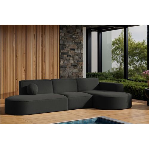Garten Ecksofa SUNDAY in wetterfester Stoff ART-N Anthrazit Ottomane Rechts