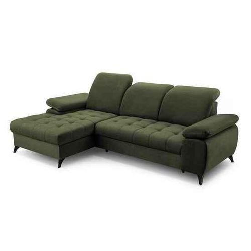 BEAUTYSOFA Ecksofa mit Schlaffunktion BELLO, Ottomane links, L-Form, Farbe: Grün (Whisper11)
