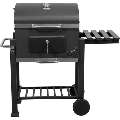 Holzkohlegrill 57x37 cm mit Deckel und Ablage, Deluxe