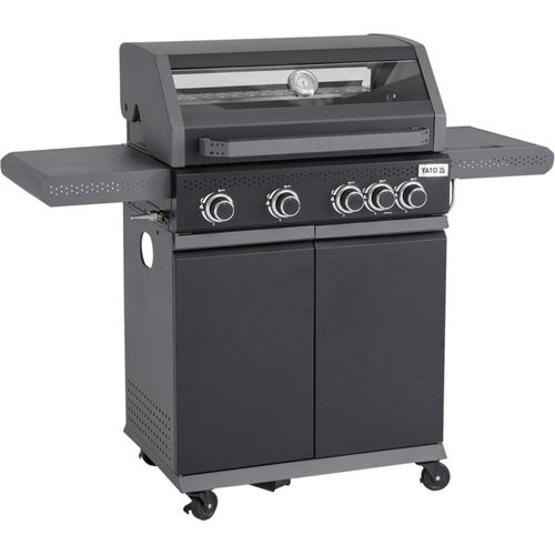 Gasgrill 14,5kW, 4+1 Brenner, Stahl 133 x 57 x 112cm, Sichtfenster