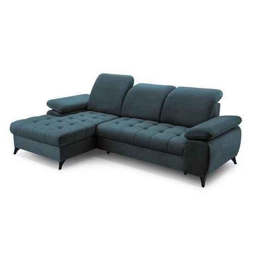 BEAUTYSOFA Ecksofa mit Schlaffunktion BELLO, Ottomane links, L-Form, Farbe: Blau (Whisper12)