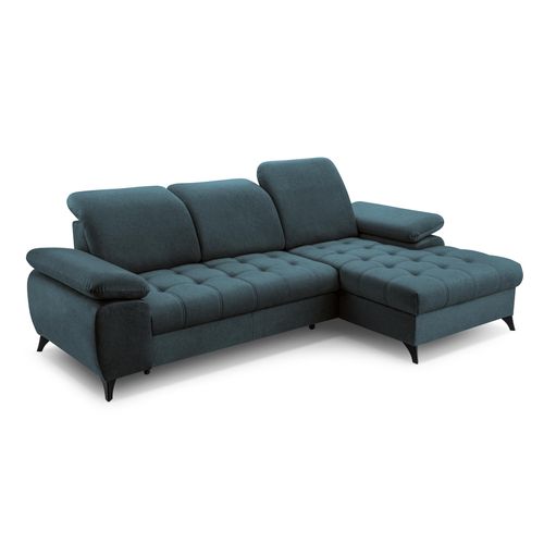 BEAUTYSOFA Ecksofa mit Schlaffunktion BELLO, Ottomane rechts, L-Form, Farbe: Blau (Whisper12)
