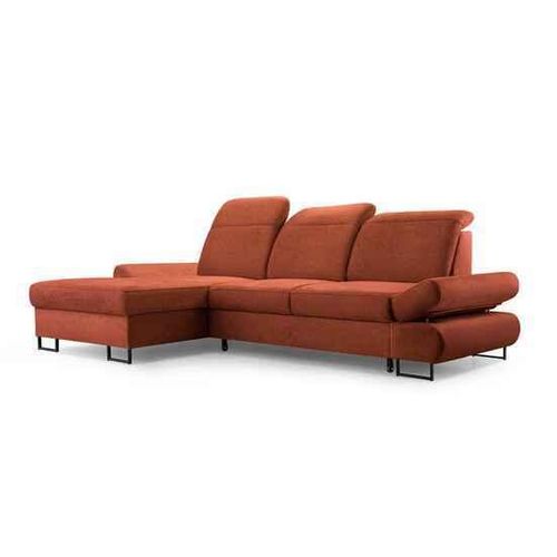 BEAUTYSOFA Ecksofa mit Schlaffunktion KARO, Ottomane links, L-Form, Farbe: Ziegelstein (Whisper08)
