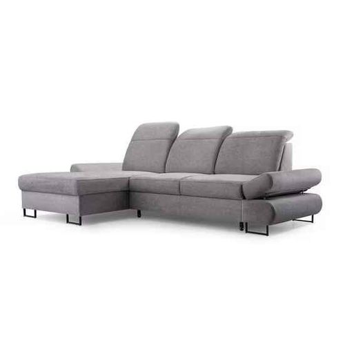 BEAUTYSOFA Ecksofa mit Schlaffunktion KARO, Ottomane links, L-Form, Farbe: Grau (Whisper17)