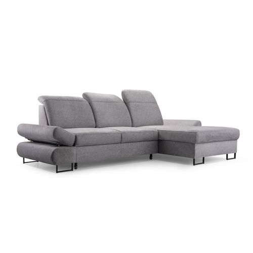 BEAUTYSOFA Ecksofa mit Schlaffunktion KARO, Ottomane rechts, L-Form, Farbe: Grau (Whisper17)