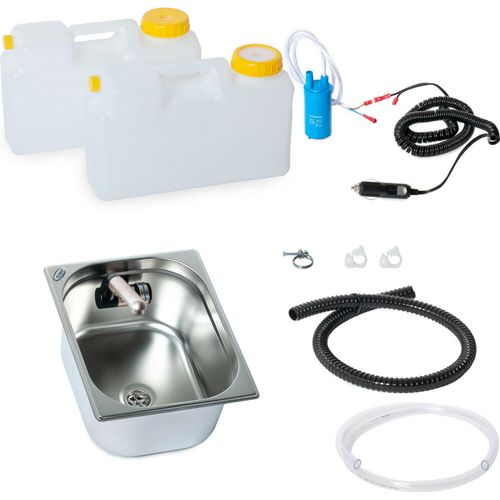 12V Spüle Technik Set Waschbecken Spülbecken Gartenhaus Blockhaus Saunabecken