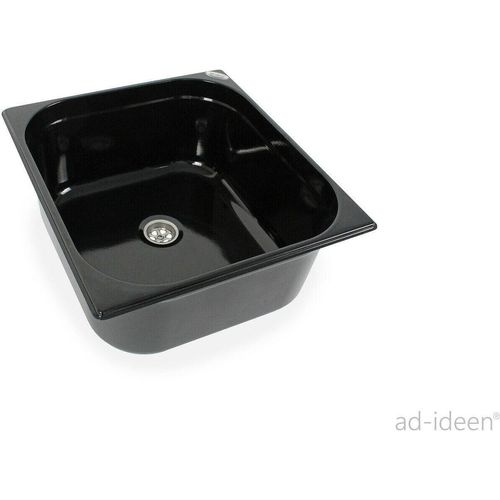 Edelstahl Spülbecken Camping Spüle Waschbecken +Ablauf 354x325x150 mm schwarz
