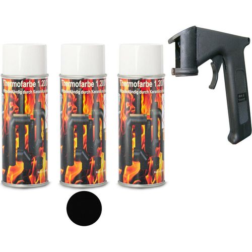 Ofenfarbe 1200 °C Spezial Ofenlack Thermofarbe Schwarz Spray mit Spraydosengriff