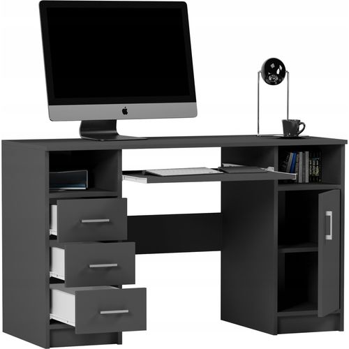 Schreibtisch mit 3 Schubladen, Tastaturablage und Tür, 120x50x73 cm, Anthrazit