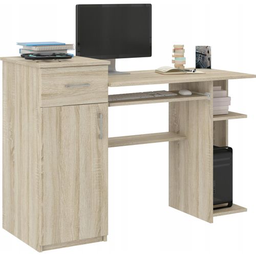 Schreibtisch mit 1 Schublade, Tastaturablage und PC-Fach, 120x50x76 cm, Sonoma