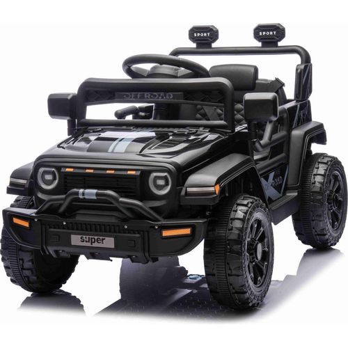 Elektroauto für Kinder OFFROAD NEW mit Hinterradantrieb, schwarz, Lithium-Batterie, hohes Fahrgestell, breiter Sitz, Hinterradfederung, 2,4-GHz-Fernbedienung, LED-Leuchten