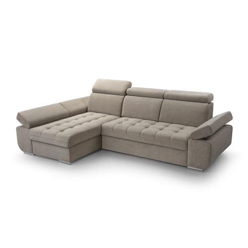 BEAUTYSOFA Ecksofa mit Schlaffunktion BIANCA, Ottomane Links, L-Form, Farbe: Beige (Vogue02)