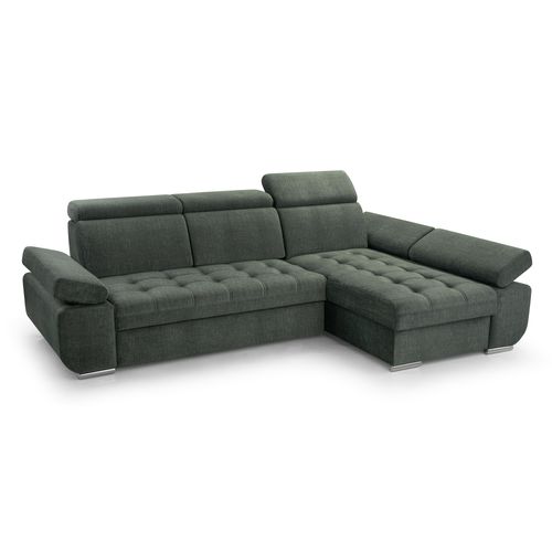 BEAUTYSOFA Ecksofa mit Schlaffunktion BIANCA, Ottomane Rechts, L-Form, Farbe: Grün (Vogue11)