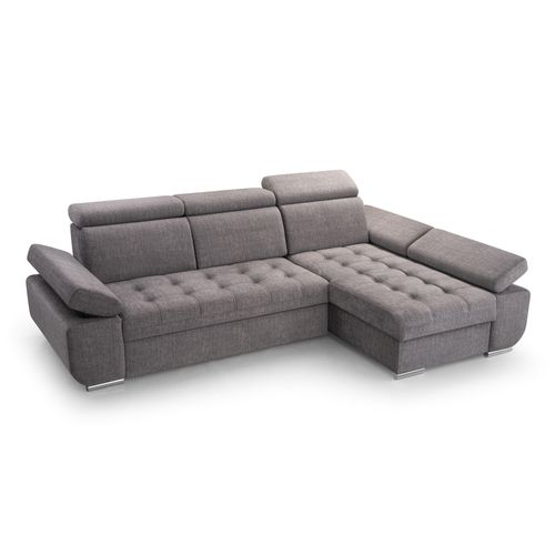 BEAUTYSOFA Ecksofa mit Schlaffunktion BIANCA, Ottomane Rechts, L-Form, Farbe: Grau (Vogue14)