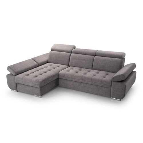 BEAUTYSOFA Ecksofa mit Schlaffunktion BIANCA, Ottomane Links, L-Form, Farbe: Grau (Vogue14)